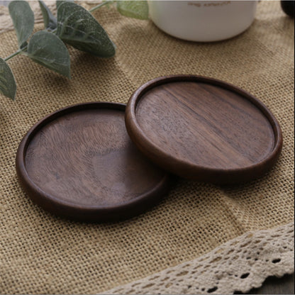 ANJU アンジュ Wooden Coaster/ Plate Beech Black Walnut Wood Coaster Retro Insulation Cup Tray 【Ready Stock🔥】.