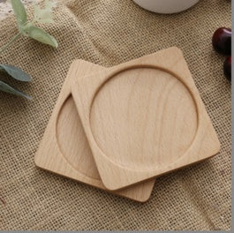 ANJU アンジュ Wooden Coaster/ Plate Beech Black Walnut Wood Coaster Retro Insulation Cup Tray 【Ready Stock🔥】.