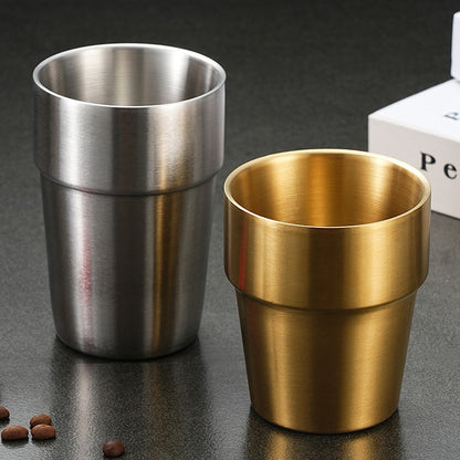 304 Korean Double Water Cup Stainless Steel Multi Purpose Water Cup 300ml (Ready Stock) 韩式不锈钢杯