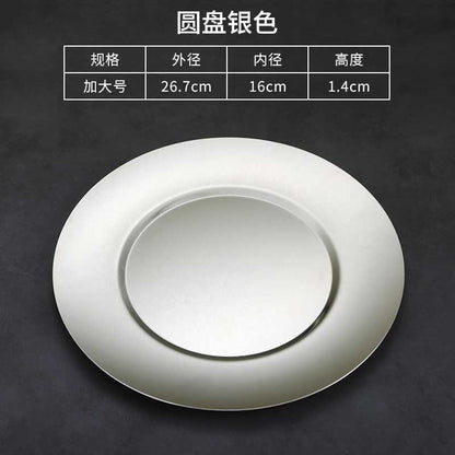 14/17/20/23/26CM Stainless Steel Dining Serving Plates Gold Silver Dinner Food Tableware Piring Pinggan Emas 不锈钢餐具盘子碟子