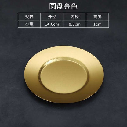 14/17/20/23/26CM Stainless Steel Dining Serving Plates Gold Silver Dinner Food Tableware Piring Pinggan Emas 不锈钢餐具盘子碟子