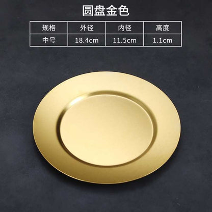 14/17/20/23/26CM Stainless Steel Dining Serving Plates Gold Silver Dinner Food Tableware Piring Pinggan Emas 不锈钢餐具盘子碟子