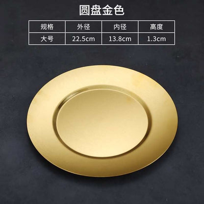 14/17/20/23/26CM Stainless Steel Dining Serving Plates Gold Silver Dinner Food Tableware Piring Pinggan Emas 不锈钢餐具盘子碟子