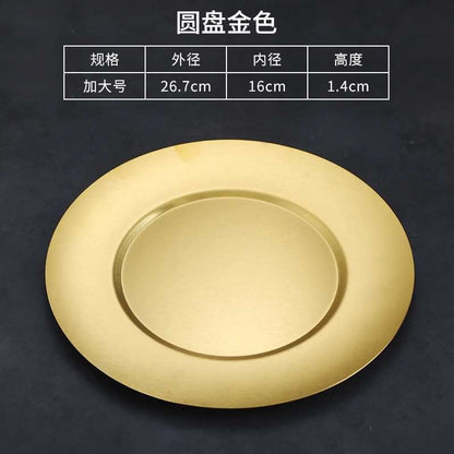 14/17/20/23/26CM Stainless Steel Dining Serving Plates Gold Silver Dinner Food Tableware Piring Pinggan Emas 不锈钢餐具盘子碟子