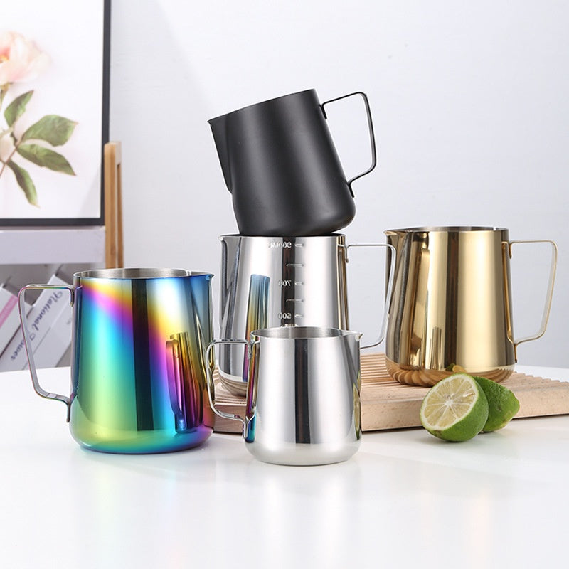 (Ready Stock)Coffee Espresso Milk Frothing Pitcher Jug Stainless Steel Teflon Rainbow 350ml |550ml| 600ml