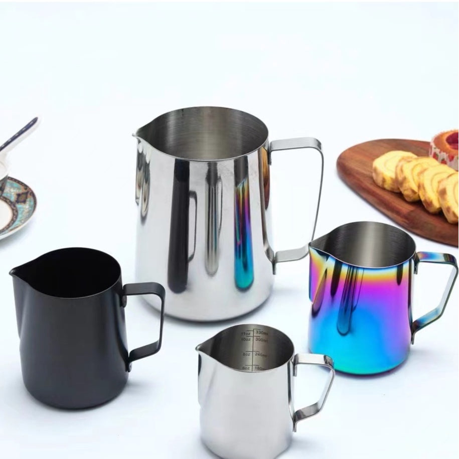 (Ready Stock)Coffee Espresso Milk Frothing Pitcher Jug Stainless Steel Teflon Rainbow 350ml |550ml| 600ml