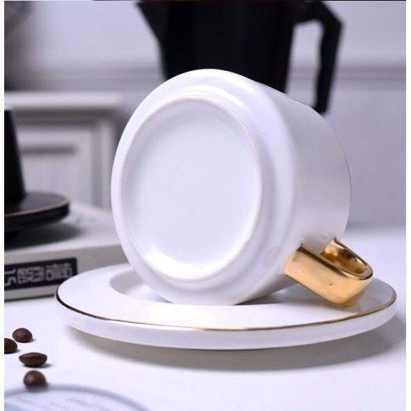 ANJU アンジュGift Box Matte Surface Ceramic Coffee Cup(Set) barista (Cappuccino,Latte) Coffee Cup+Saucer+Spoon 200ml