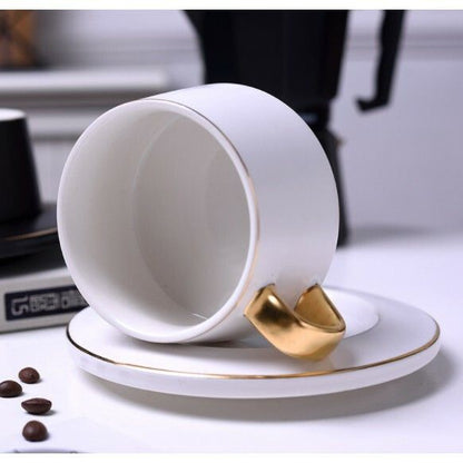 ANJU アンジュGift Box Matte Surface Ceramic Coffee Cup(Set) barista (Cappuccino,Latte) Coffee Cup+Saucer+Spoon 200ml