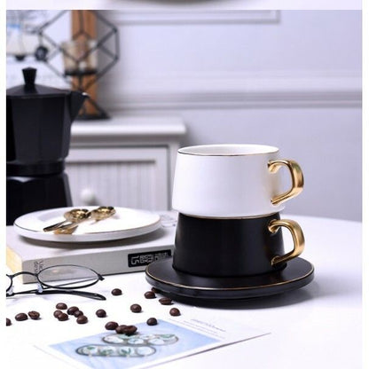 ANJU アンジュGift Box Matte Surface Ceramic Coffee Cup(Set) barista (Cappuccino,Latte) Coffee Cup+Saucer+Spoon 200ml