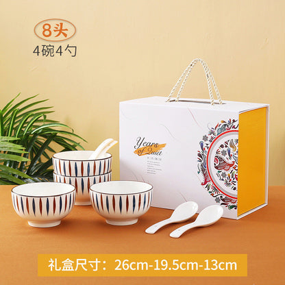 【Premium】Traditional Japanese Style Rice Bowl Porcelain Bowl Ceramic Mangkuk Set Ceramik Soup Tableware New Year Gift