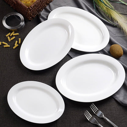 5STAR WHITE PORCELAIN OVAL RIM DINNER FISH PLATE TABLEWARE DISH MAKANAN PUTIH PINGGAN RICE PLATE FRUIT PLATE