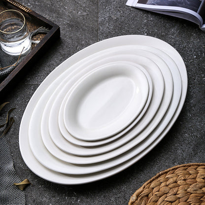 5STAR WHITE PORCELAIN OVAL RIM DINNER FISH PLATE TABLEWARE DISH MAKANAN PUTIH PINGGAN RICE PLATE FRUIT PLATE