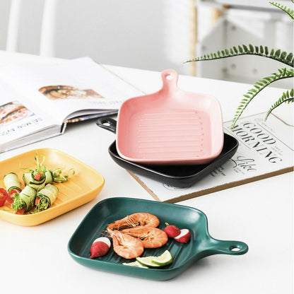 ANJU アンジュNordic Ins Style Ceramic Plate with Handle Baking Pan Ceramic bakeware Breakfast plate Pinggan Dinner Plate