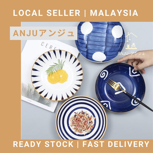 ANJU アンジュ Japanese Style Creative Ceramic Plate Western Food Plate 8 inch Pinggan cawan