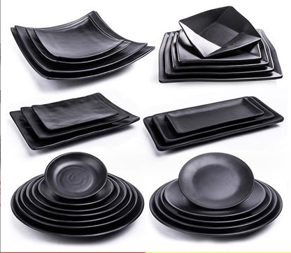 ANJU アンジュBlack Melamine tableware bowl plate Sauce Plate Baking Plates Tableware Pinggan Mangkuk