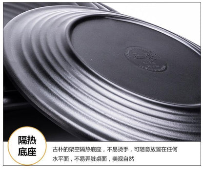 ANJU アンジュBlack Melamine tableware bowl plate Sauce Plate Baking Plates Tableware Pinggan Mangkuk