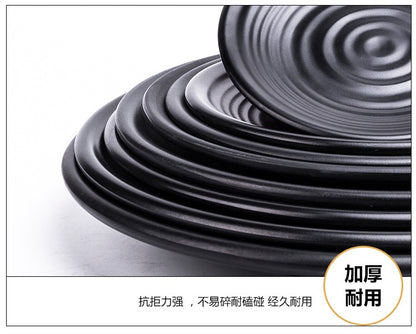 ANJU アンジュBlack Melamine tableware bowl plate Sauce Plate Baking Plates Tableware Pinggan Mangkuk