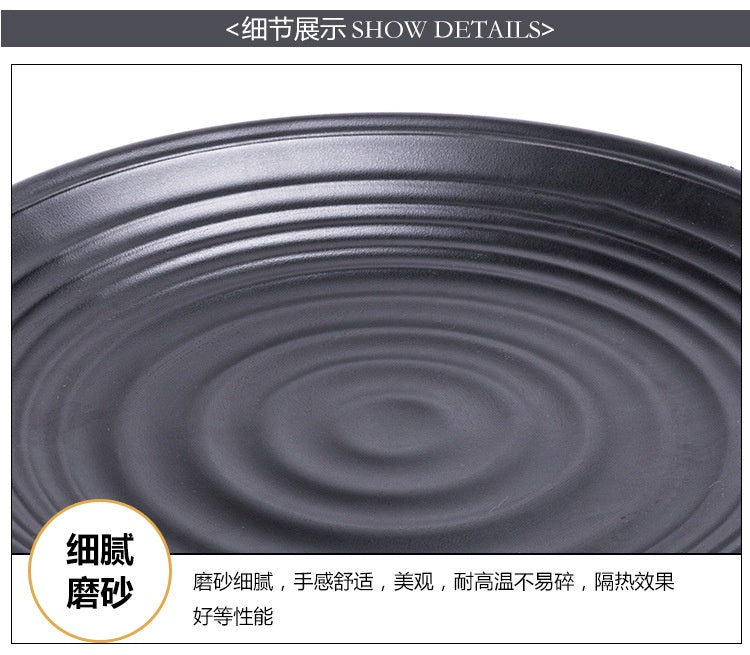 ANJU アンジュBlack Melamine tableware bowl plate Sauce Plate Baking Plates Tableware Pinggan Mangkuk