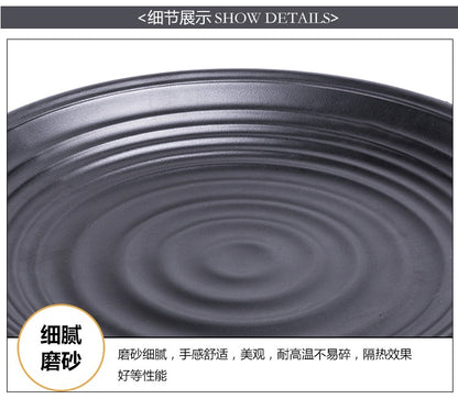 ANJU アンジュBlack Melamine tableware bowl plate Sauce Plate Baking Plates Tableware Pinggan Mangkuk