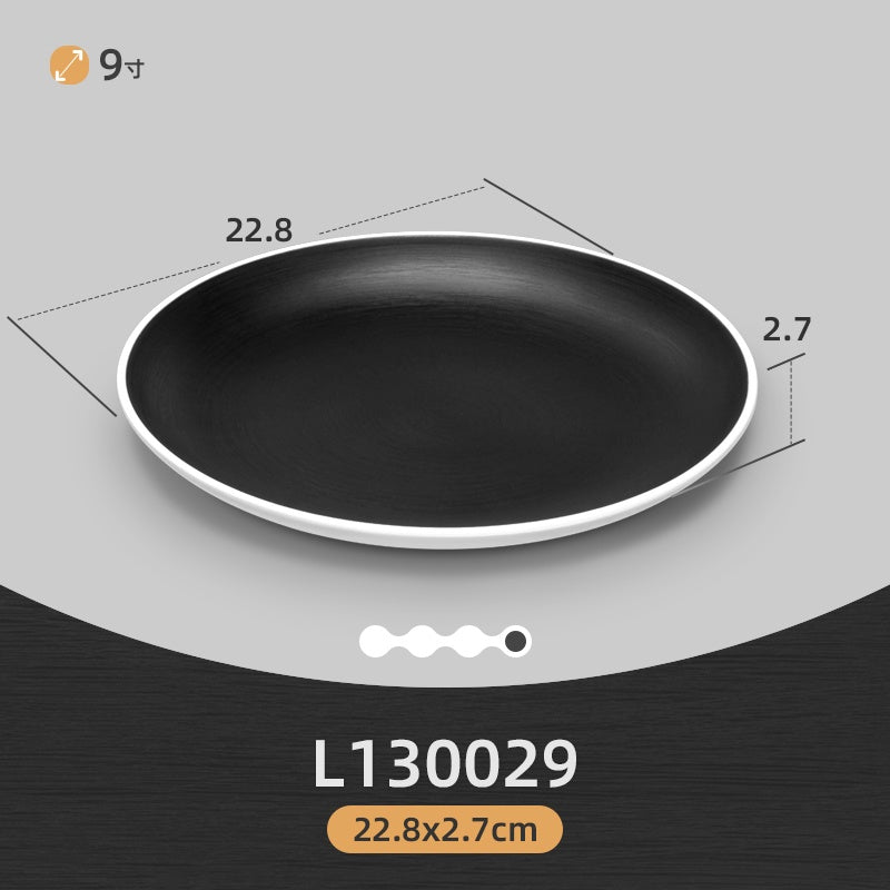 ANJU アンジュBlack and White and Coffee Melamine tableware bowl plate Sauce Plate Baking Plates Tableware Pinggan Mangkuk