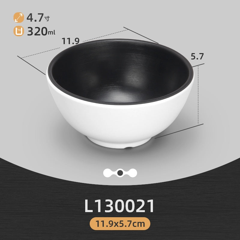 ANJU アンジュBlack and White and Coffee Melamine tableware bowl plate Sauce Plate Baking Plates Tableware Pinggan Mangkuk