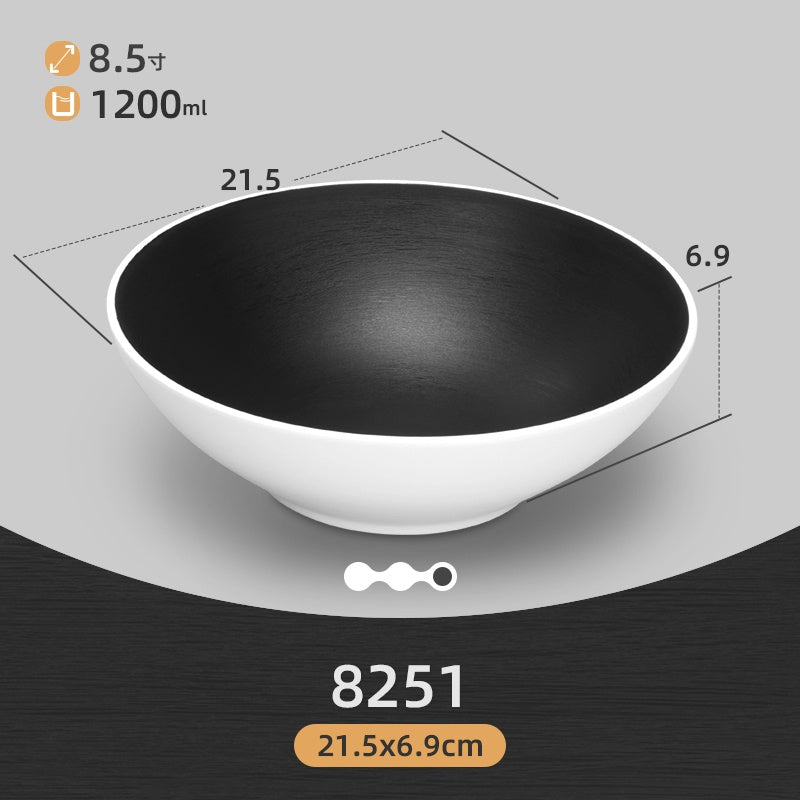 ANJU アンジュBlack and White and Coffee Melamine tableware bowl plate Sauce Plate Baking Plates Tableware Pinggan Mangkuk