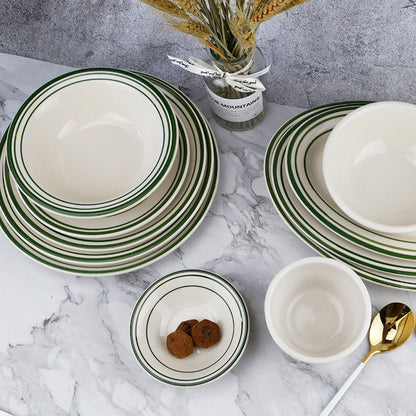 ANJU アンジュ Green Line Stoneware tableware plate pinggan dessert plate dinner plate breakfast plate western plate pizza