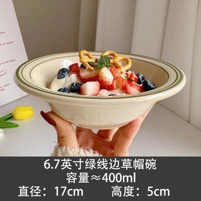 ANJU アンジュ Green Line Stoneware tableware plate pinggan dessert plate dinner plate breakfast plate western plate pizza