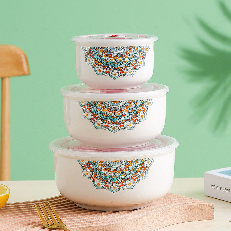 Bohemian Bowl Container Set Ceramic Bowl Set Bowl With Lid Food Storage Container Giftbox Raya Doorgift Mangkuk Keramik