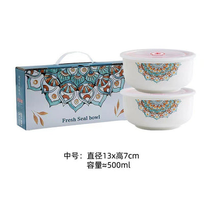 Bohemian Bowl Container Set Ceramic Bowl Set Bowl With Lid Food Storage Container Giftbox Raya Doorgift Mangkuk Keramik