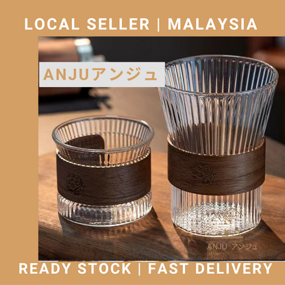 Vintage Clear Coffee Glass Cup Mug Coffe cup glass set minimalist 简约坚条纹高颜值咖啡杯子 Cawan Kaca gelas kopi