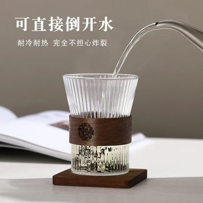 Vintage Clear Coffee Glass Cup Mug Coffe cup glass set minimalist 简约坚条纹高颜值咖啡杯子 Cawan Kaca gelas kopi