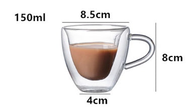 Heart Shape Double Wall Glass Cup Coffee Glass Cup Mug Double Layer Glass Tea Cup Heat Resistant Milk Cup with Handle