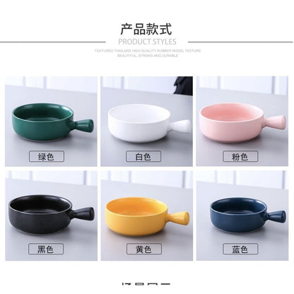 Baked rice bowl Nordic style with handle baking grilled bowl pasta plate simple household tableware soup noodle bowl