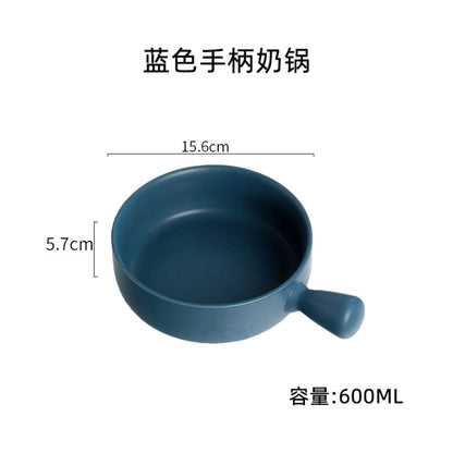 Baked rice bowl Nordic style with handle baking grilled bowl pasta plate simple household tableware soup noodle bowl