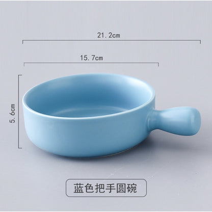 Baked rice bowl Nordic style with handle baking grilled bowl pasta plate simple household tableware soup noodle bowl