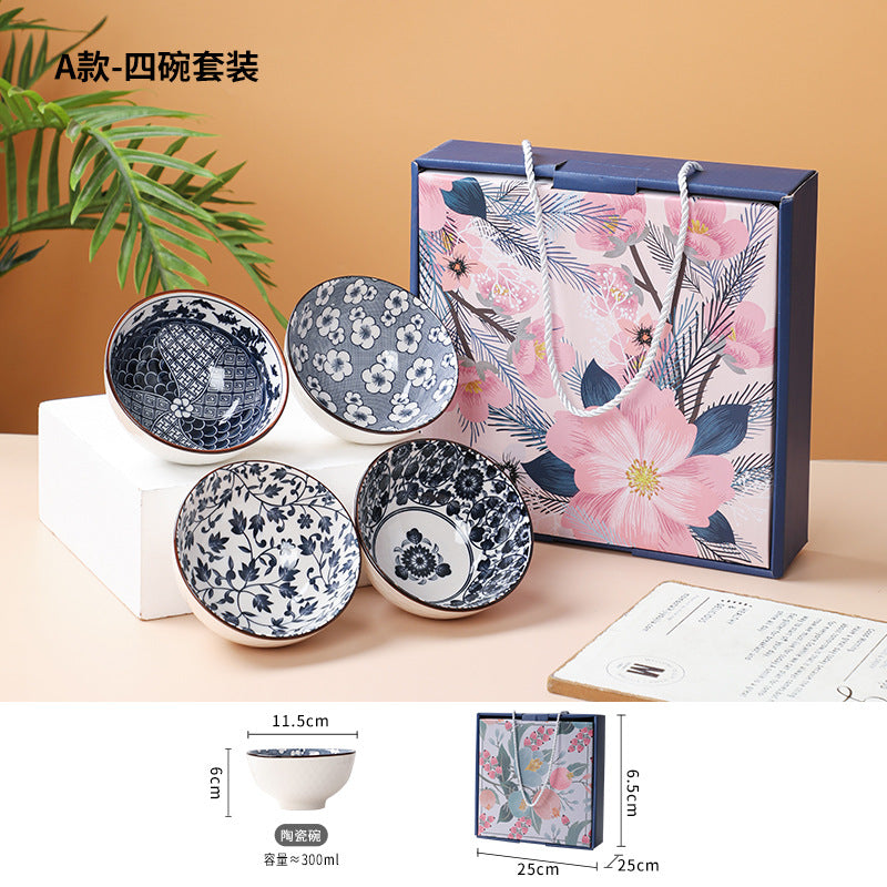 Traditional Japanese Style Rice Bowl Porcelain Bowl Ceramic Bowl Plate Mangkuk Keramik Doorgift Wedding Gift Dinnerware