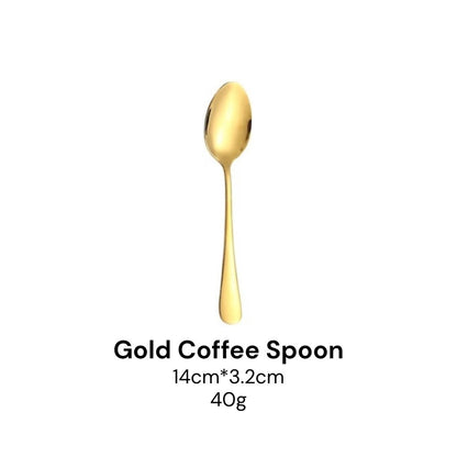 Extra Thick Hotel Quality Set Sudu Garfu Sudu Stainless Steel Spoon Fork Cutlery Tableware Set (40g-Gold)