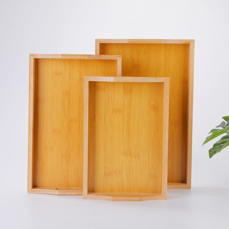 ANJU アンジュ Tray Rectangular Bamboo Handmade Serving Tray Home Decorative Tray Food Tray Coffee Tea Serving Tray Fruit
