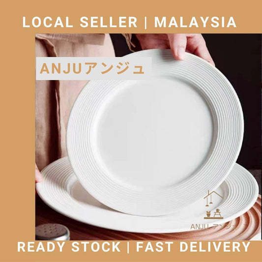 Anju 5Star White Porcelain Round Line Dinner Plate Tableware