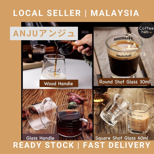 (Ready Stock)Coffee Espresso Shot Glass Double Mouthed Heat Resistance with Measuring Line 30ml 60ml 75ml