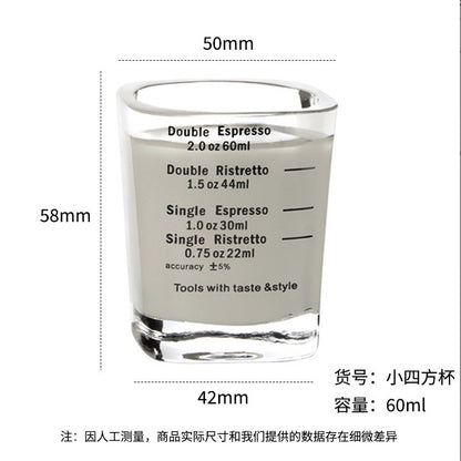 (Ready Stock)Coffee Espresso Shot Glass Double Mouthed Heat Resistance with Measuring Line 30ml 60ml 75ml