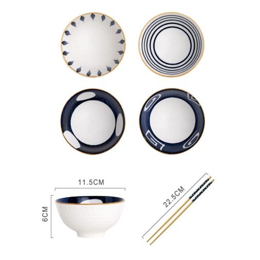 ANJU アンジュ 【Free Gift】Traditional Japanese Style Rice Bowl Ceramic Mangkuk Set Ceramik Soup Bowl Tableware Christmas Gift