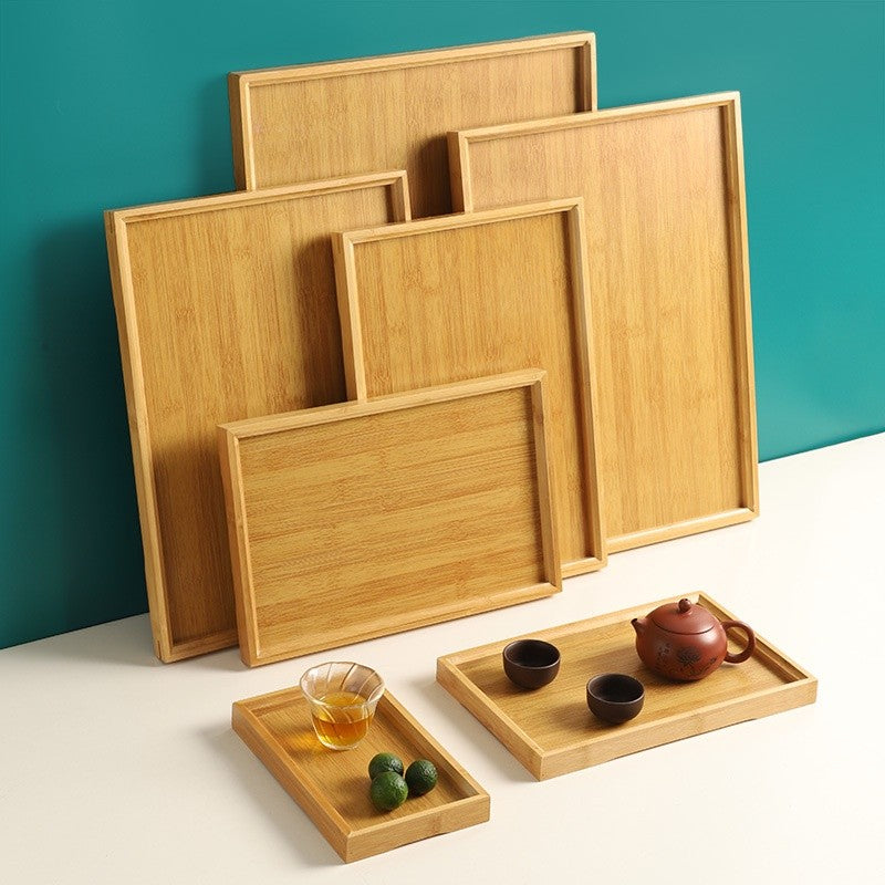 ANJU アンジュ Tray Rectangular Bamboo Handmade Serving Tray Home Decorative Tray Food Tray Coffee Tea Serving Tray Fruit