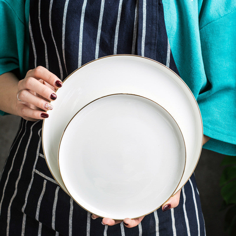 8/10Inch Nordic Black Matte Ceramic Dishes Dessert Salad Steak Plates Tableware