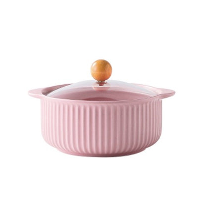 ANJU アンジュ Ready Stock Nordic Style Cute Bowl Ceramic Instant Noodle Bowl With Lid Soup Bowl Mangkuk Lauk Mangkuk Seramik