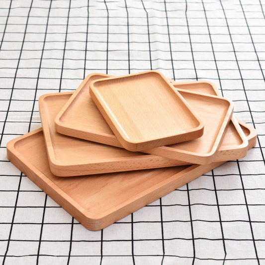 ANJU アンジュ  Solid Wood Rectangle Round Solid Wood Plate Bread Cheese Plates wooden serving tray Picnic Party