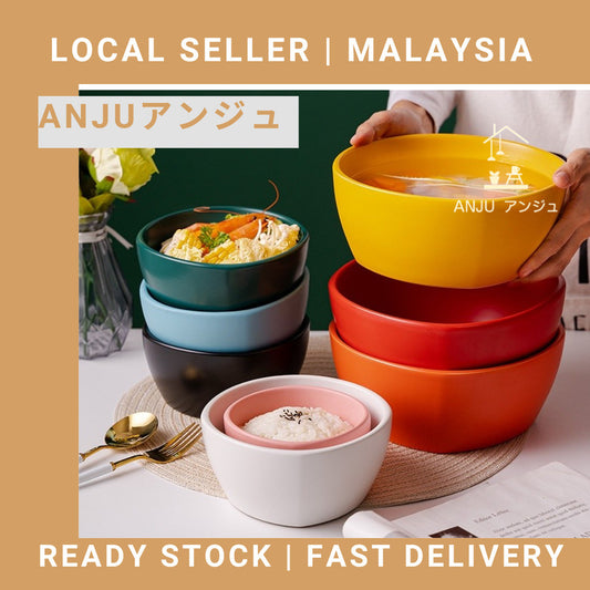 ANJU アンジュ Nordic Ceramic Bowl Soup Bowl Rice bowl Household Tableware Eating Bowl Matte Salad Bowl Small Bowl