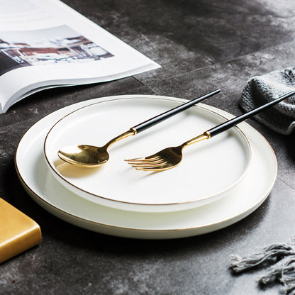8/10Inch Nordic Black Matte Ceramic Dishes Dessert Salad Steak Plates Tableware