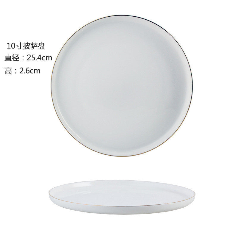 8/10Inch Nordic Black Matte Ceramic Dishes Dessert Salad Steak Plates Tableware